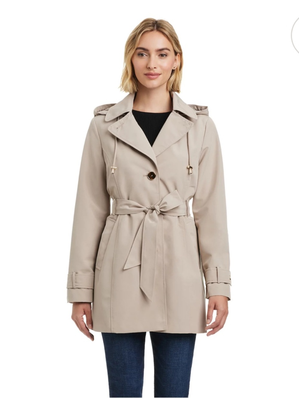 Draper James Pleated Hooded Trench Coat Taupe Size XXL